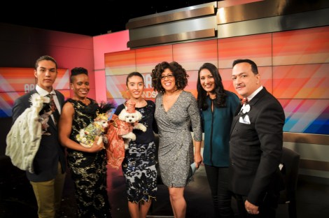 Bella Mia models for Anthony Rubio Design on the morning show Arise and Shine 