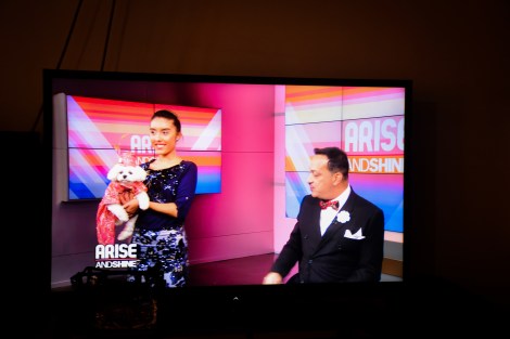 Bella Mia models for Anthony Rubio Design on the morning show Arise and Shine 